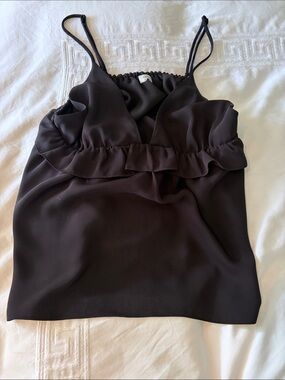 Wilfred Black Ruffle V-Neck Spaghetti Strap Cami